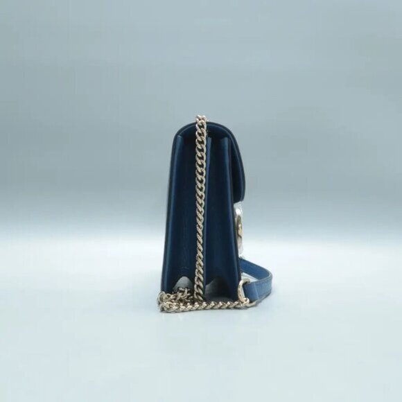 100% Authentic GUCCI Interlocking Blue  Leather Shoulder Bag 868-11324 - Picture 4 of 12